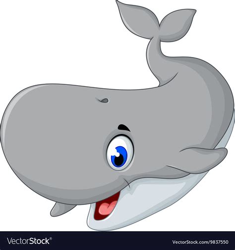 Cute gray whale cartoon smiling Royalty Free Vector Image