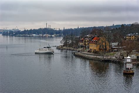 Stockholm Archipelago at Winter. Ferry Link in Harbor of Small Island ...