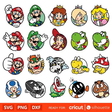 Super Mario Characters Bundle Svg, Mario Characters Svg, Super Mario ...