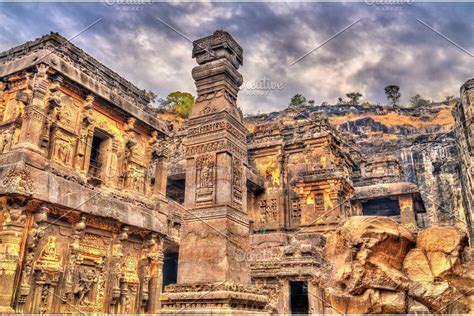 The Kailasa temple, cave 16 in Ellora complex. UNESCO world heritage ...