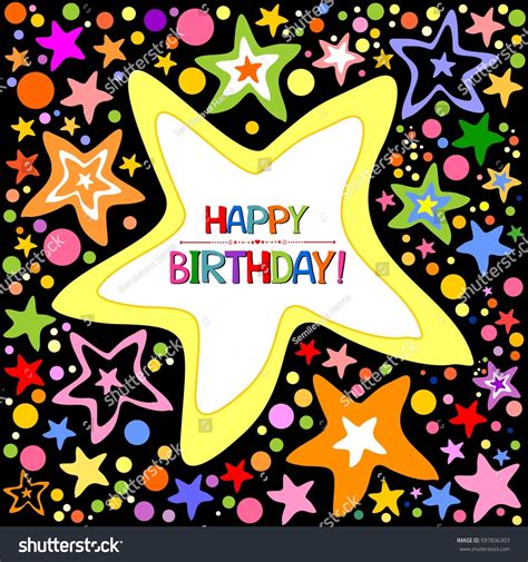 Happy Birthday Card Celebration Background Stars Stock Vector (Royalty ...