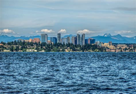 View of Bellevue, Washington skyline taken from Lesci area of Seattle ...