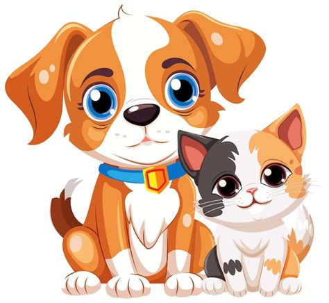 Free Vector | Cute dog and cat friend