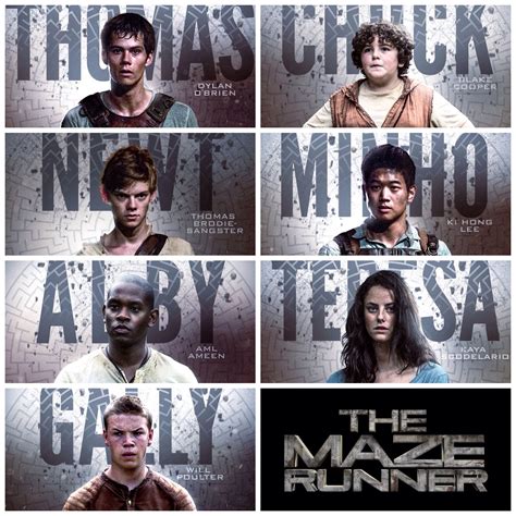 The Maze Runner character poster Thomas, Chuck, Newt, Minho, Alby ...