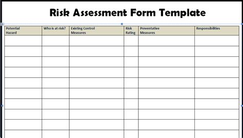 Risk Assessment Form Templates in Excel - Projectemplates