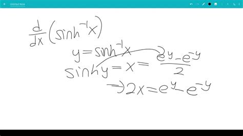 Derivative of sinh^-1(x) - YouTube