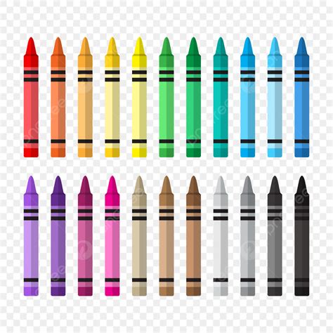 Set Of Colorful Crayon On White Background, Crayon Colors, Set, Icon ...