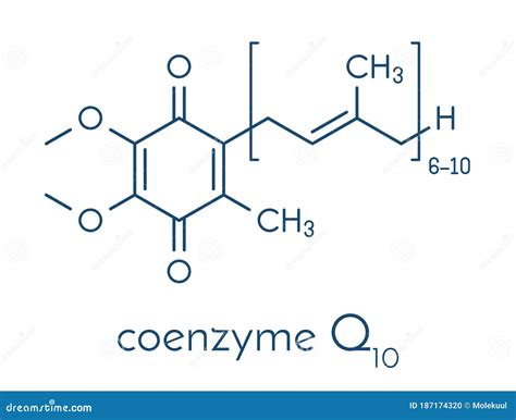 Coenzyme Q10 (ubiquinone), Molecular Model Cartoon Vector ...