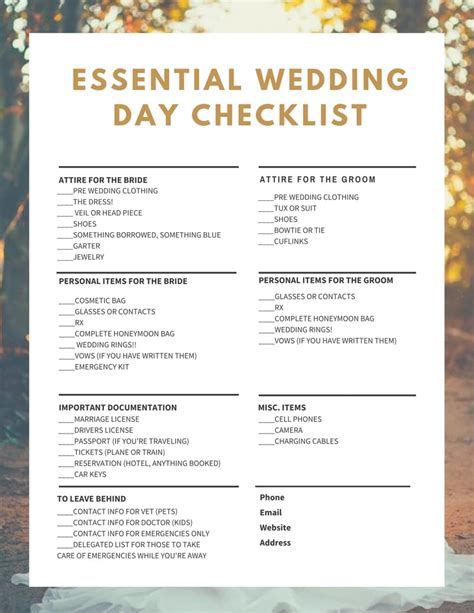 All You Need To Know: The Essential Wedding Day Checklist!