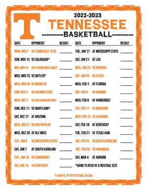 Tennessee Womens Basketball Schedule 2024-2024 - New Orleans Saints ...