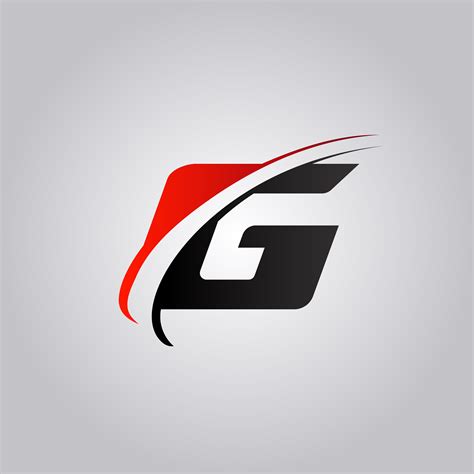 initial G Letter logo with swoosh colored red and black 587837 Vector ...