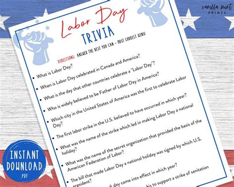 a labor day trivia is shown with an american flag