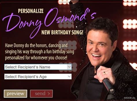 Donny Osmond - A Birthday Song for You Ecard (Personalize Lyrics ...