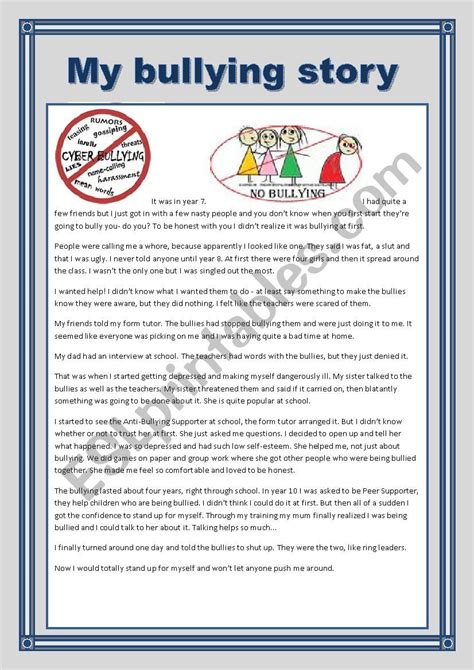 MY BULLYING STORY. YOLANDA - ESL worksheet by Yolandaprieto