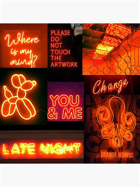 Orange Neon Lights Aesthetic Collage Greeting Card ...