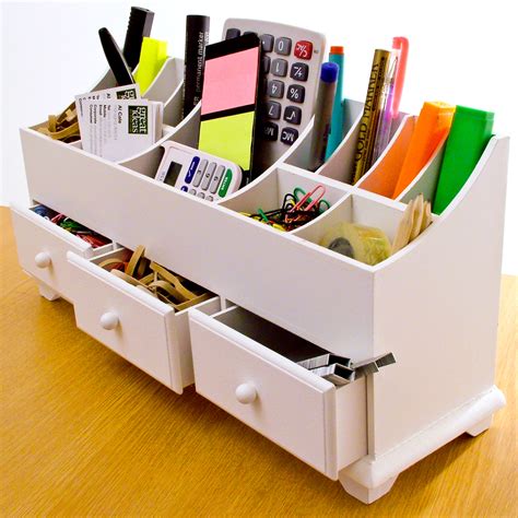 Wooden Desk Tidy Organiser Caddy Pen Holder Tidy Make Up Drawers ...