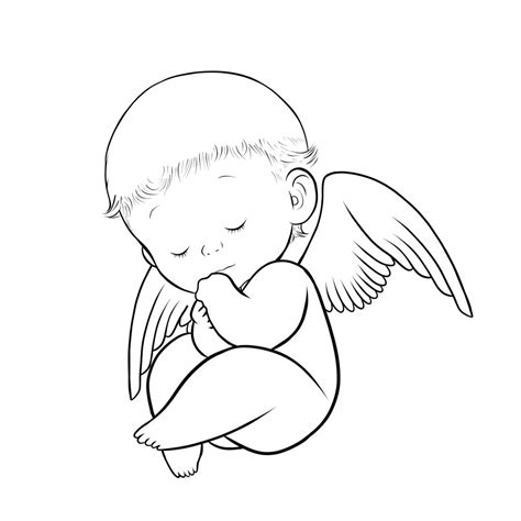 Collection of Baby Angel PNG Black And White. | PlusPNG