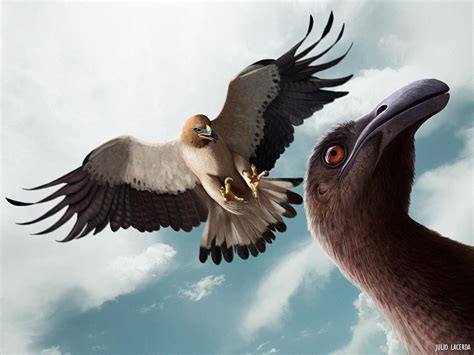 A Haast's Eagle swoops down on a Giant Moa by Julio Lacerda in 2020 ...