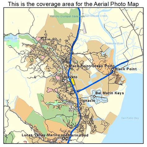 Aerial Photography Map of Novato, CA California