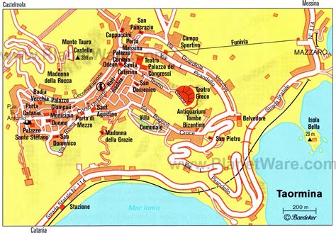 Taormina Map - Attractions | Taormina, Sicily travel, Taormina sicily