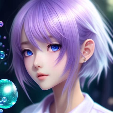 Anime Girl Purple Hair Blue Eyes