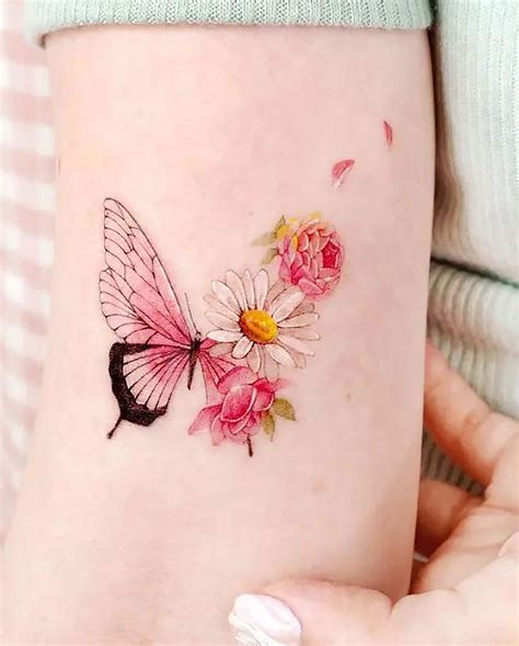 Butterfly and Flower Temporary Tattoo Floral Butterfly Fake - Etsy UK