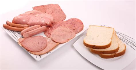 Variety of Luncheon Meat with Bread Stock Image - Image of cured ...