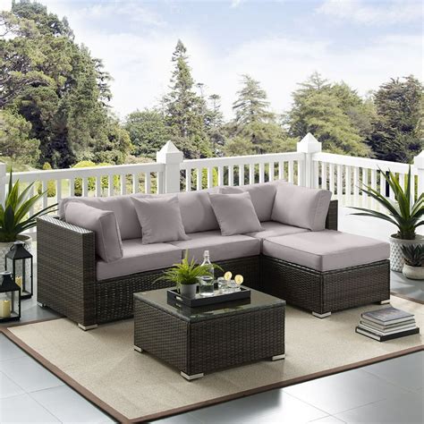 Tribesigns 5 PCS Outdoor Furniture Sectional Sofa Set, Large Wicker ...