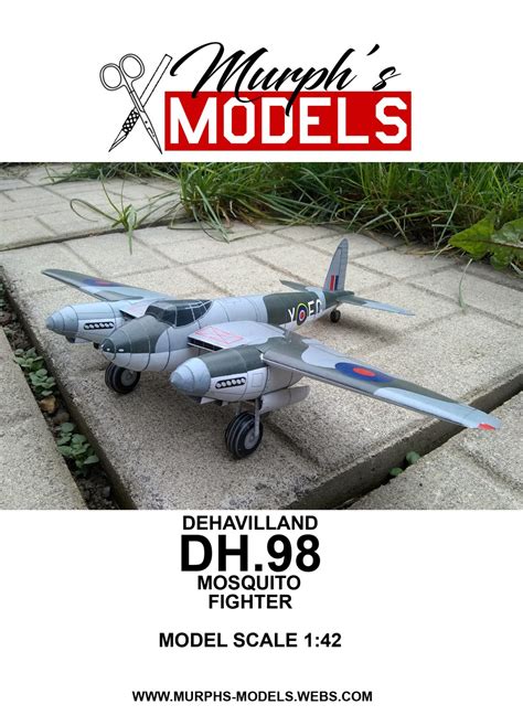 1:42 de Havilland DH.98 Mosquito Fighter Paper Model - EcardModels