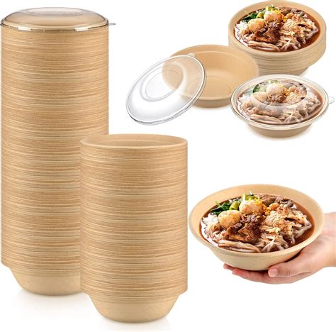 Amazon.com: 50 Pcs Disposable Salad Bowls with Lids Round Disposable ...