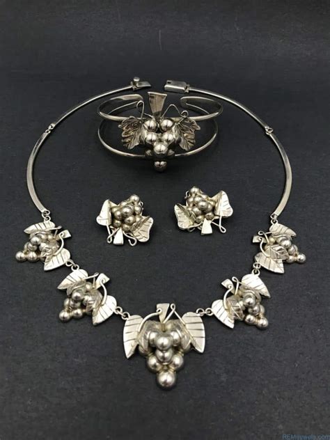 Sterling Silver Jewelry Set Mexico 925 Vintage Grape Cluster Leaf ...