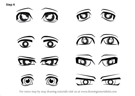 Learn How to Draw Anime Eyes - Male (Eyes) Step by Step : Drawing Tutorials