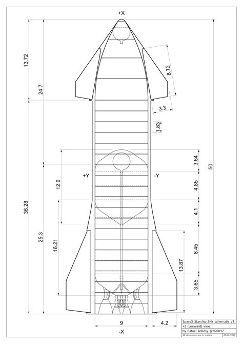 Starship SNx schematic drawing v3 : r/SpaceXLounge