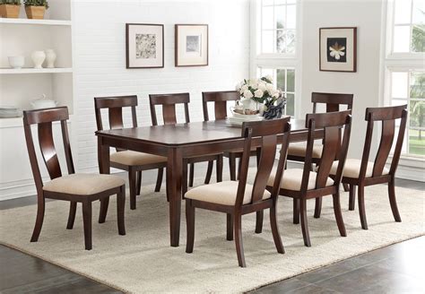 Rowena 9 Piece Formal Dining Room Set, Cherry Wood, Rectangular ...