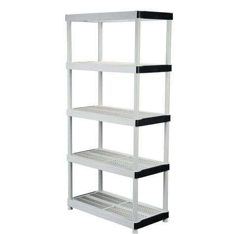 HDX 5-Tier Plastic Garage Storage Shelving Unit in Gray (36 in. W x 72 ...