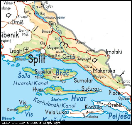 Map of Split and Dalmatia County Map, Split and Dalmatia, Croatia Maps