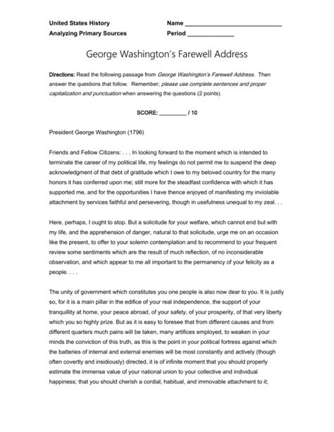 George Washington`s Farewell Address