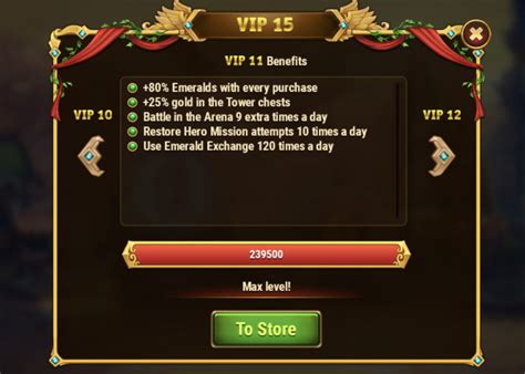 Benefits by VIP and the level you should aim for | Hero Wars Guide