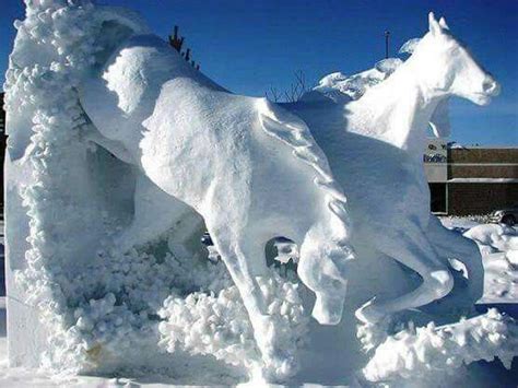 Horse ice sculpture | Snow sculptures, Snow art, Ice art