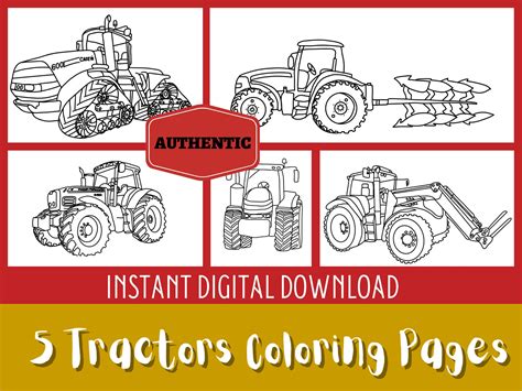 Tractor Coloring Page Etsy Tractor Coloring Pages Tractor Clipart ...