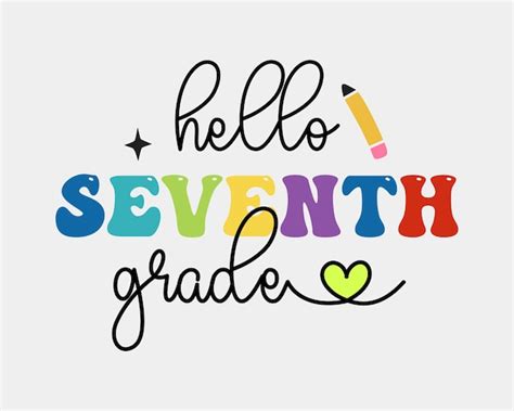 Premium Vector | Hello seventh grade back to school quote retro ...