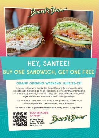 Jun 25 | Board & Brew Specialty Sandwiches Santee: Grand Opening ...