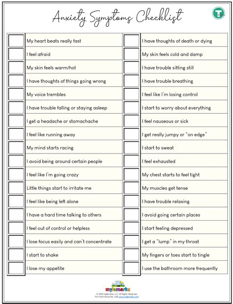 Anxiety Symptoms Checklist [Teen] [F]