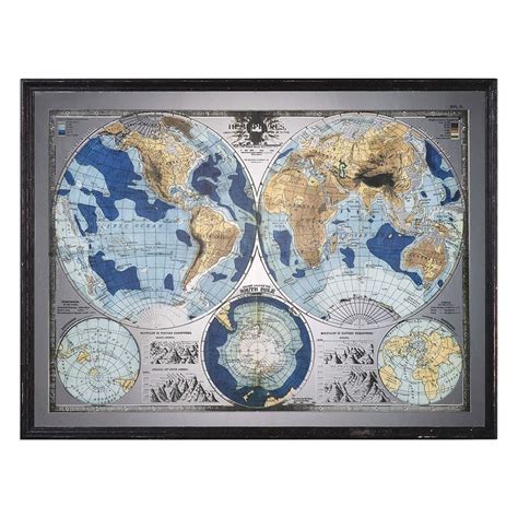 Mirrored World Map Wall Art Uttermost | Furniture Cart