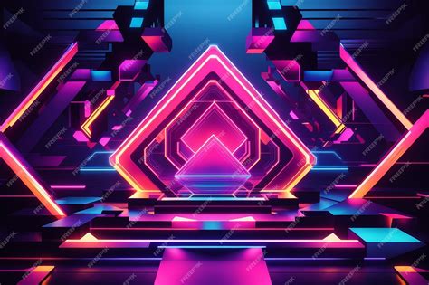 Premium AI Image | Geometric shapes neon lights background