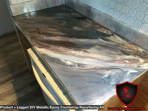 This countertop was coated with a Leggari Products DIY Metallic Epoxy ...