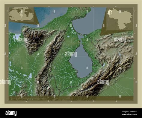 Zulia, state of Venezuela. Elevation map colored in wiki style with ...