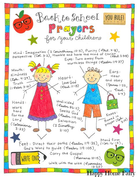 Back to School Prayers For Your Kids - FREE Printable - Happy Home Fairy