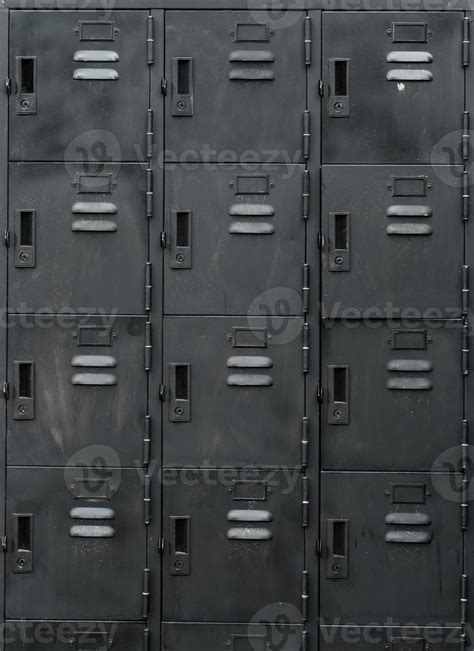 Rows of old black lockers 743914 Stock Photo at Vecteezy