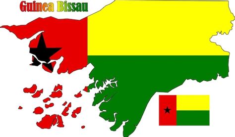 Premium Vector | Guinea bissau map and flag